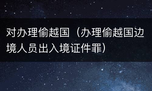对办理偷越国（办理偷越国边境人员出入境证件罪）