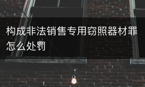构成非法销售专用窃照器材罪怎么处罚