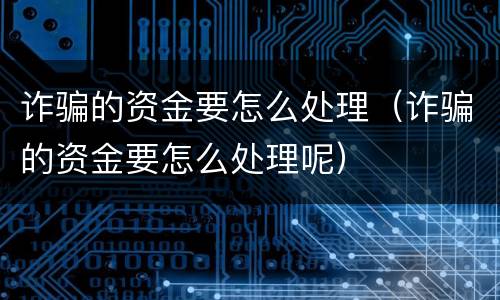 诈骗的资金要怎么处理（诈骗的资金要怎么处理呢）