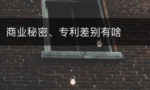 商业秘密、专利差别有啥