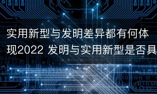 实用新型与发明差异都有何体现2022 发明与实用新型是否具有实用性