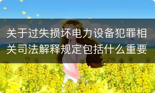 关于过失损坏电力设备犯罪相关司法解释规定包括什么重要内容