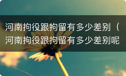 河南拘役跟拘留有多少差别（河南拘役跟拘留有多少差别呢）