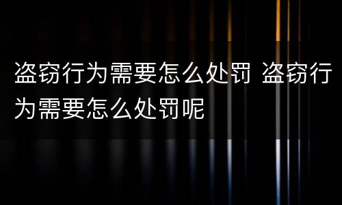 盗窃行为需要怎么处罚 盗窃行为需要怎么处罚呢