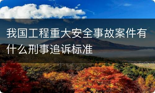 我国工程重大安全事故案件有什么刑事追诉标准