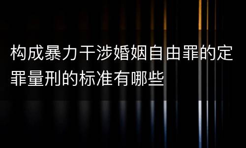 构成暴力干涉婚姻自由罪的定罪量刑的标准有哪些