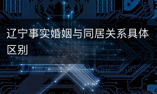 辽宁事实婚姻与同居关系具体区别