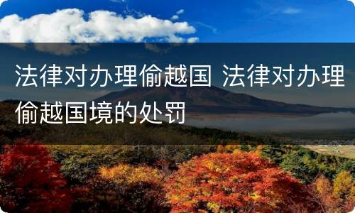 法律对办理偷越国 法律对办理偷越国境的处罚