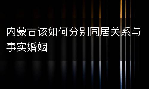 内蒙古该如何分别同居关系与事实婚姻