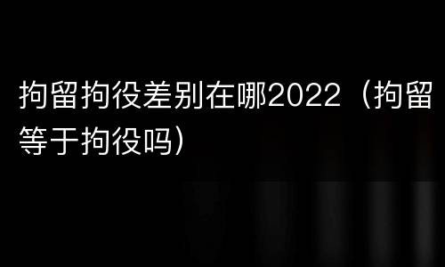 拘留拘役差别在哪2022（拘留等于拘役吗）