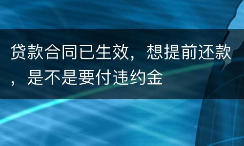 贷款合同已生效，想提前还款，是不是要付违约金