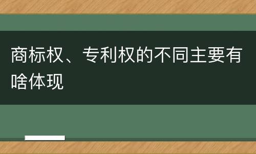 商标权、专利权的不同主要有啥体现