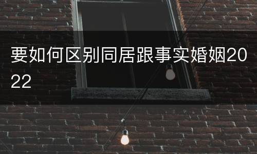 要如何区别同居跟事实婚姻2022