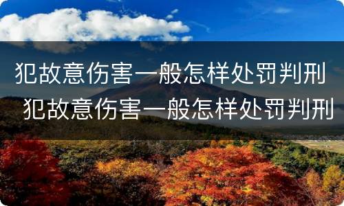 犯故意伤害一般怎样处罚判刑 犯故意伤害一般怎样处罚判刑多久