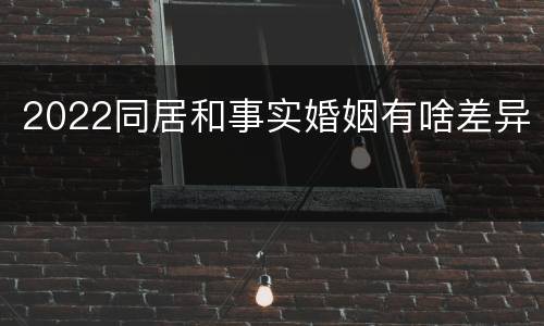 2022同居和事实婚姻有啥差异