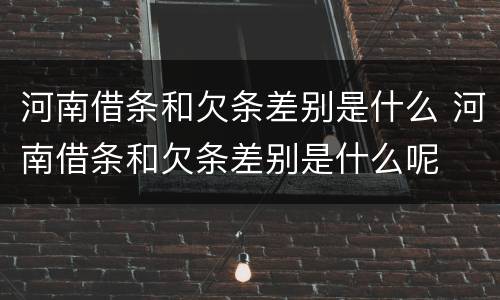 河南借条和欠条差别是什么 河南借条和欠条差别是什么呢