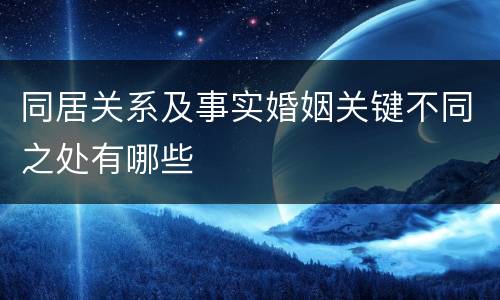 同居关系及事实婚姻关键不同之处有哪些