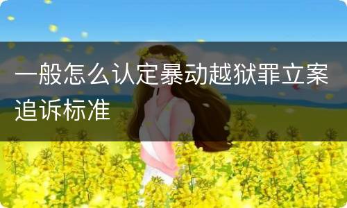 一般怎么认定暴动越狱罪立案追诉标准