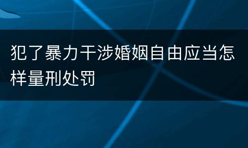 犯了暴力干涉婚姻自由应当怎样量刑处罚