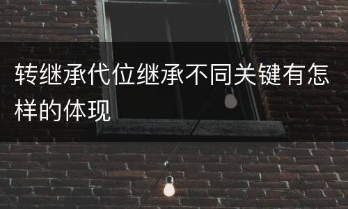 转继承代位继承不同关键有怎样的体现