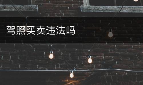 驾照买卖违法吗