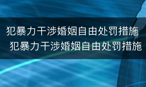 犯暴力干涉婚姻自由处罚措施 犯暴力干涉婚姻自由处罚措施是什么