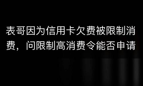 表哥因为信用卡欠费被限制消费，问限制高消费令能否申请复议