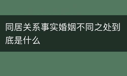 同居关系事实婚姻不同之处到底是什么