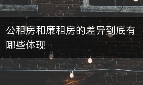 公租房和廉租房的差异到底有哪些体现
