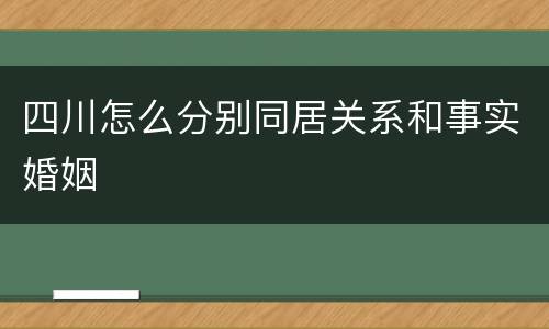 四川怎么分别同居关系和事实婚姻