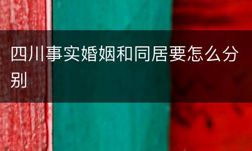 四川事实婚姻和同居要怎么分别