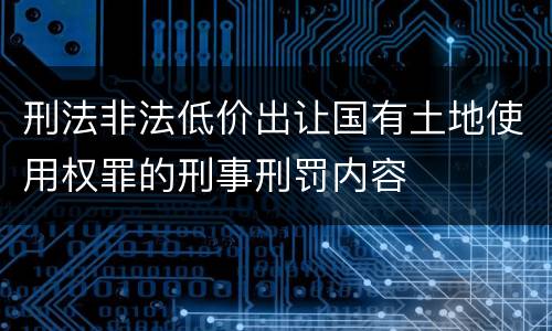刑法非法低价出让国有土地使用权罪的刑事刑罚内容