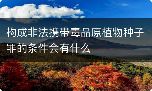 构成非法携带毒品原植物种子罪的条件会有什么