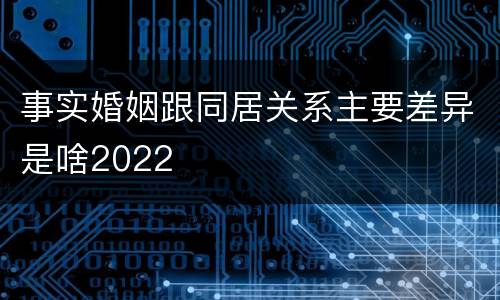 事实婚姻跟同居关系主要差异是啥2022