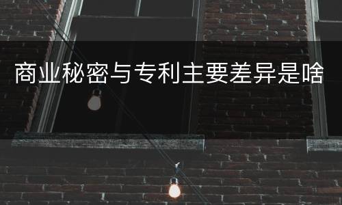 商业秘密与专利主要差异是啥