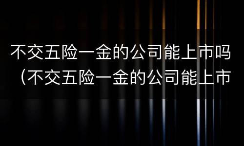 不交五险一金的公司能上市吗（不交五险一金的公司能上市吗）