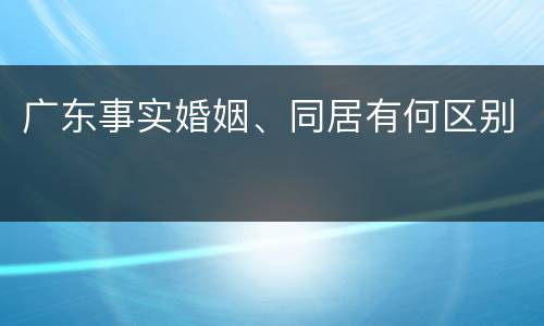 广东事实婚姻、同居有何区别