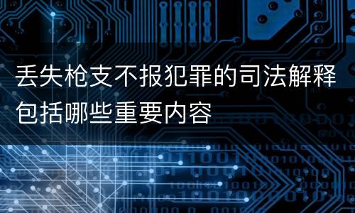 丢失枪支不报犯罪的司法解释包括哪些重要内容