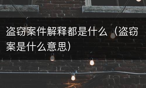 盗窃案件解释都是什么（盗窃案是什么意思）