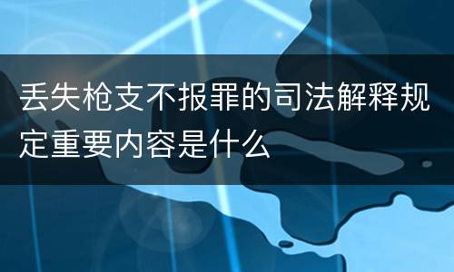 丢失枪支不报罪的司法解释规定重要内容是什么