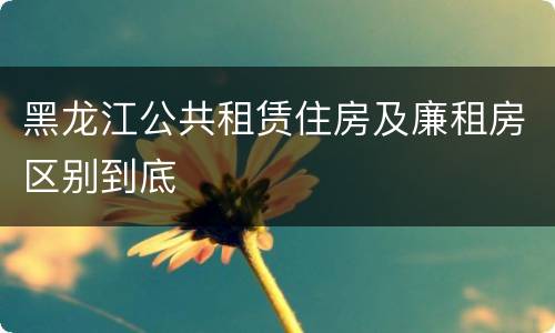 黑龙江公共租赁住房及廉租房区别到底