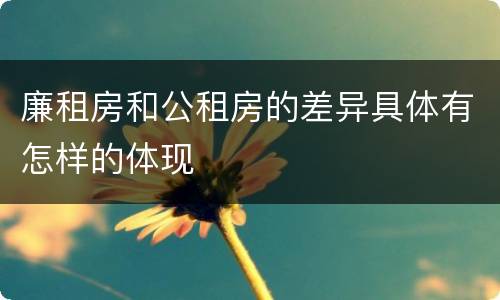 廉租房和公租房的差异具体有怎样的体现