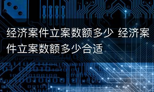 经济案件立案数额多少 经济案件立案数额多少合适