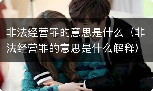 非法经营罪的意思是什么（非法经营罪的意思是什么解释）