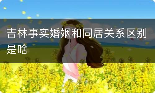 吉林事实婚姻和同居关系区别是啥