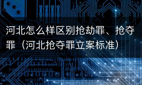 河北怎么样区别抢劫罪、抢夺罪（河北抢夺罪立案标准）