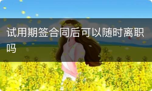 试用期签合同后可以随时离职吗