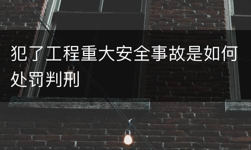 犯了工程重大安全事故是如何处罚判刑
