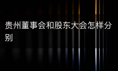 贵州董事会和股东大会怎样分别