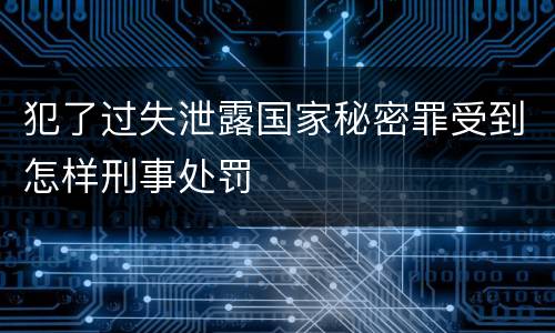 犯了过失泄露国家秘密罪受到怎样刑事处罚